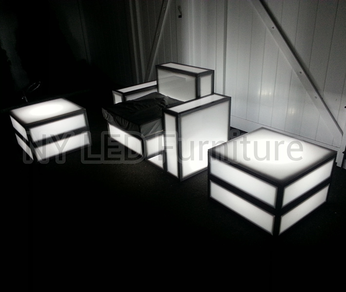 LED Tables and LED Chair.